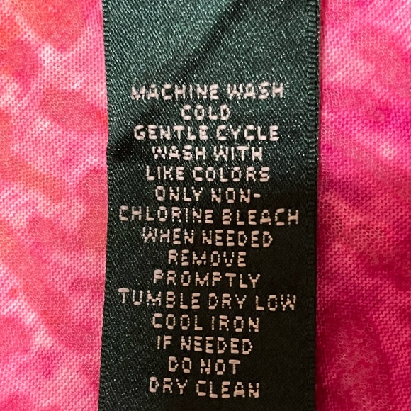 Ralph Lauren Pink Orange Tie Dye Bottom Tie Hem Cotton Blend Top PETITE M - Picture 4 of 4